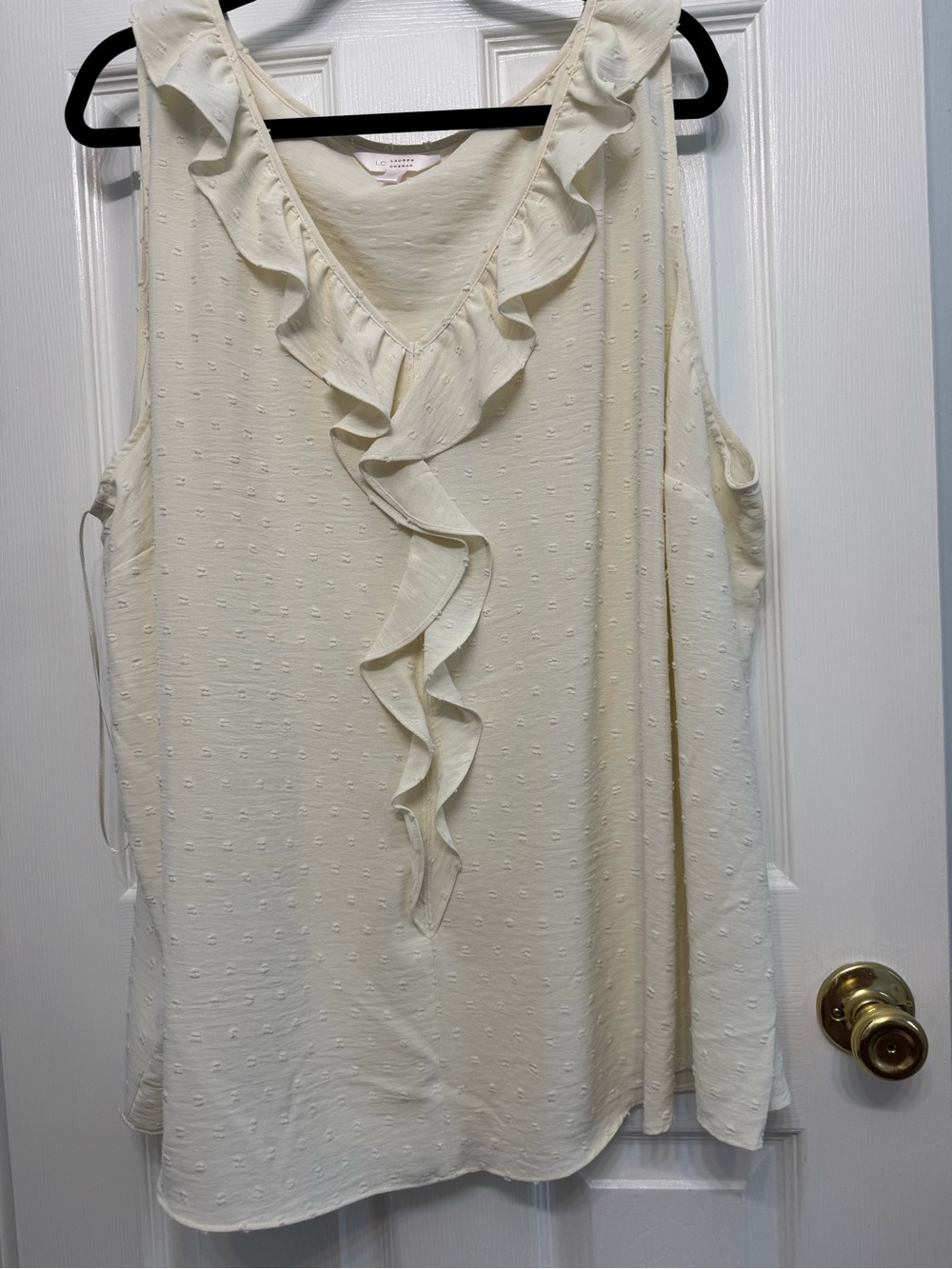 LC Lauren Conrad Cream Ruffle V-Neck Sleeveless Camisole